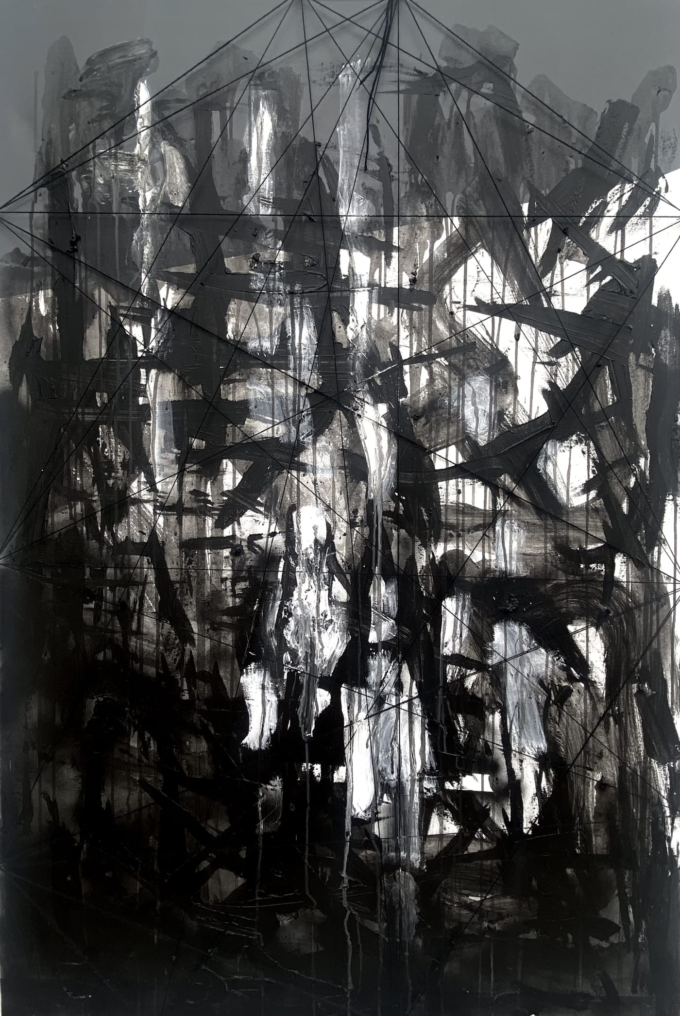 Web no.1, 2021 Acrylic, wool and nails on canvas 100 x 150 cm
