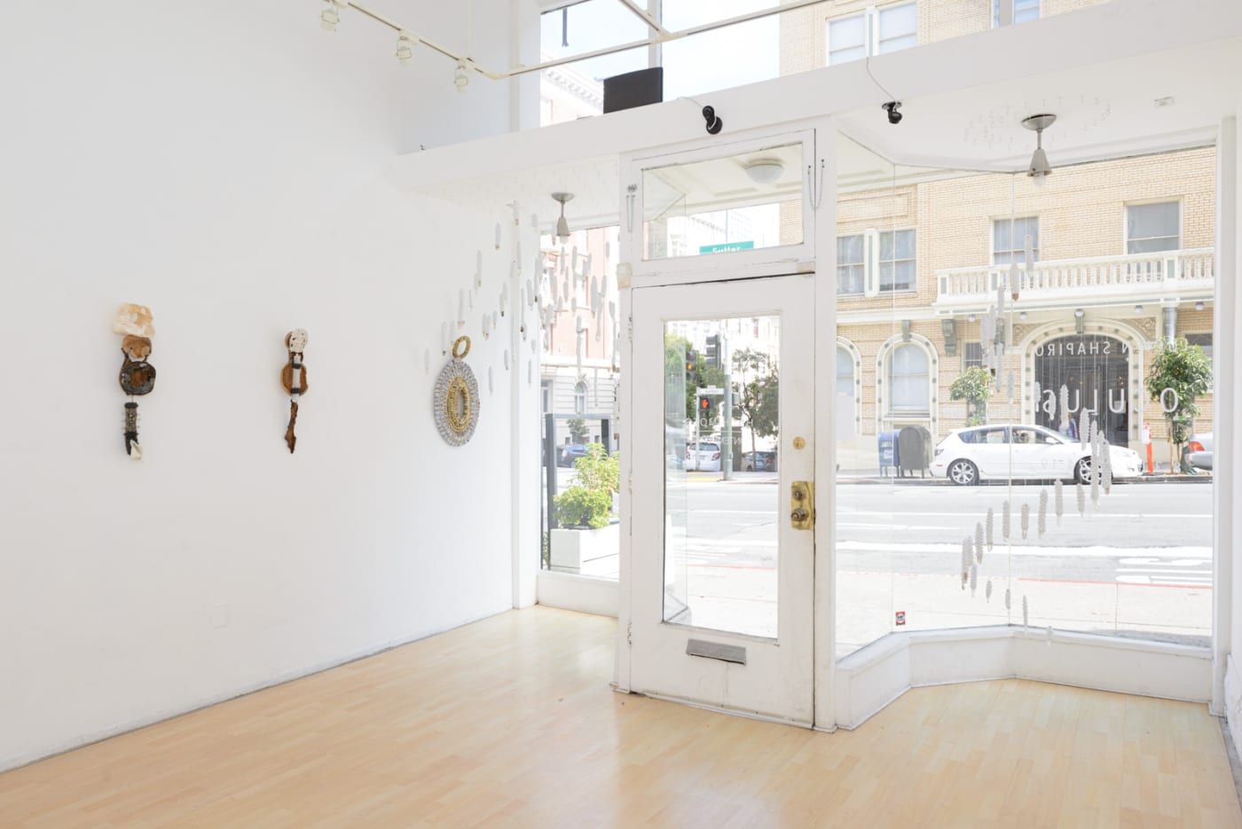 Installation view of Lucien Shapiro's solo show "Oculus", featuring found-object ritual sculptures