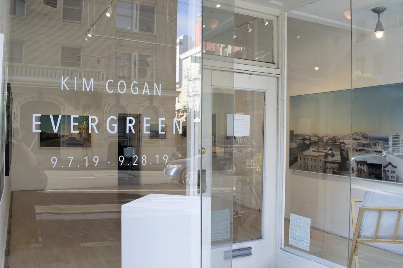 Installation view of oil paintings from Kim Cogan's solo show "Evergreen"