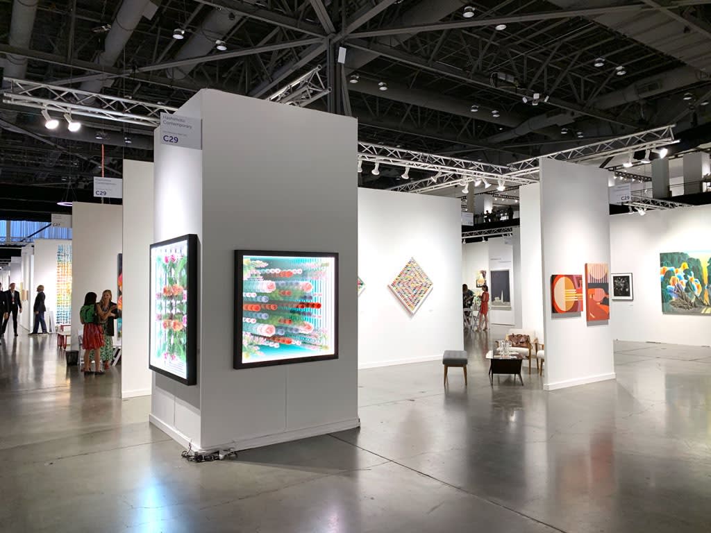 Installation image of Laura Berger, Sean Newport and Peter Gronquist work at Seattle Art Fair 2019