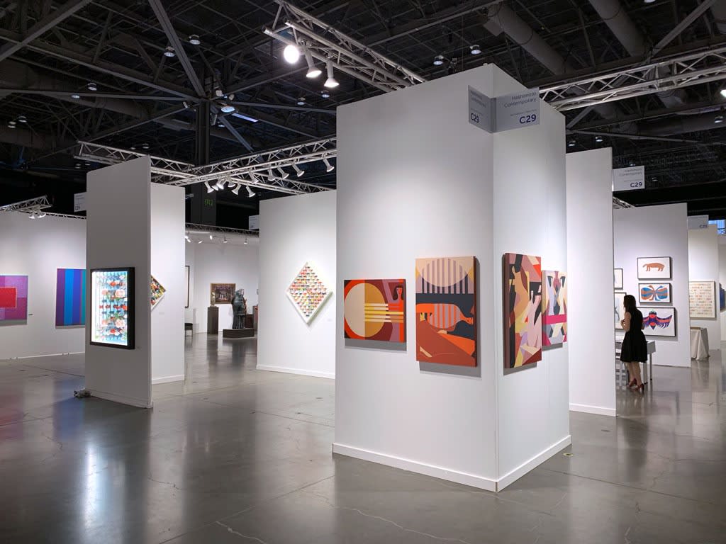 Installation image of Laura Berger, Sean Newport and Peter Gronquist work at Seattle Art Fair 2019