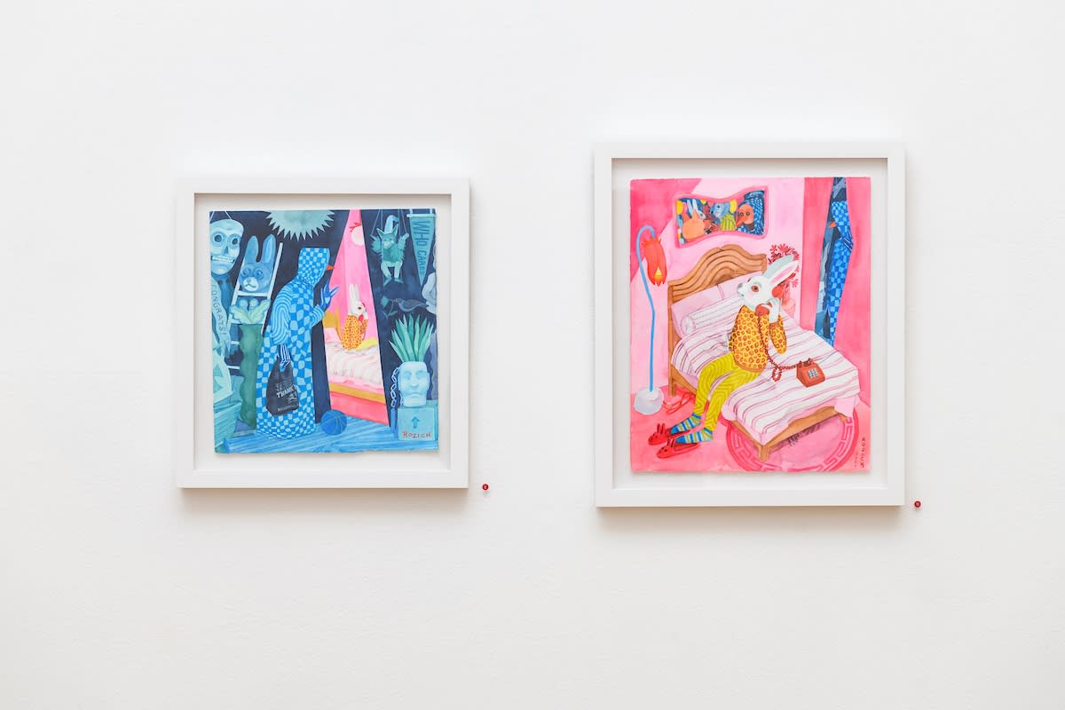 Installation image from Stacey Rozich's exhibition "Floating Worlds" at Hashimoto Contemporary SF