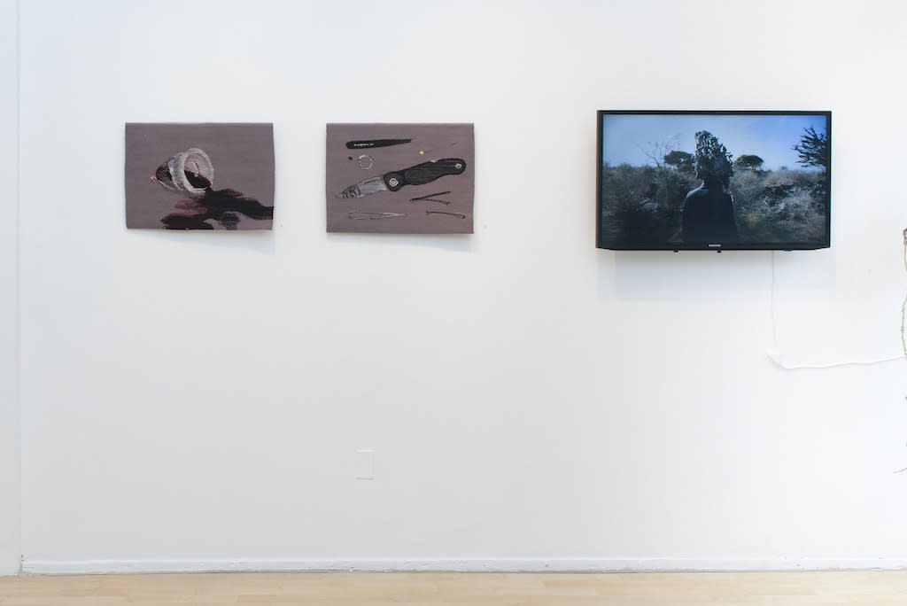 Installation image from Anew, a two person exhibition featuring Erin M. Riley and Lucian Shapiro at Hashimoto Contemporary SF