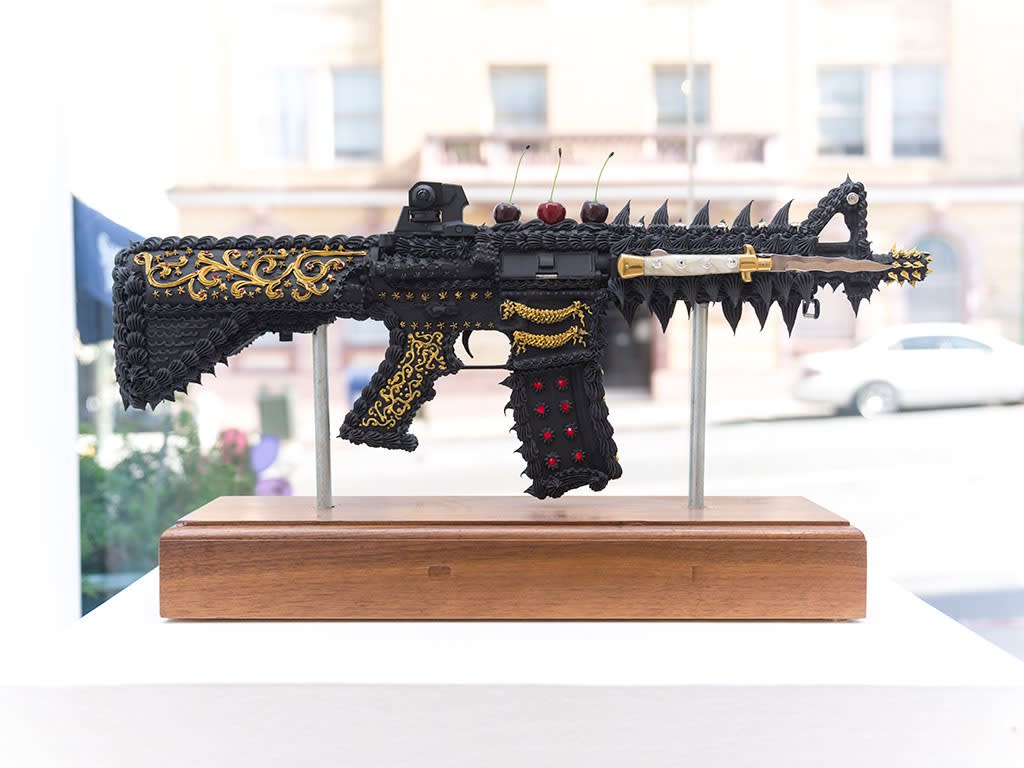 Installation image from Scott Hove's "Master of Rapacity" at Hashimoto Contemporary SF