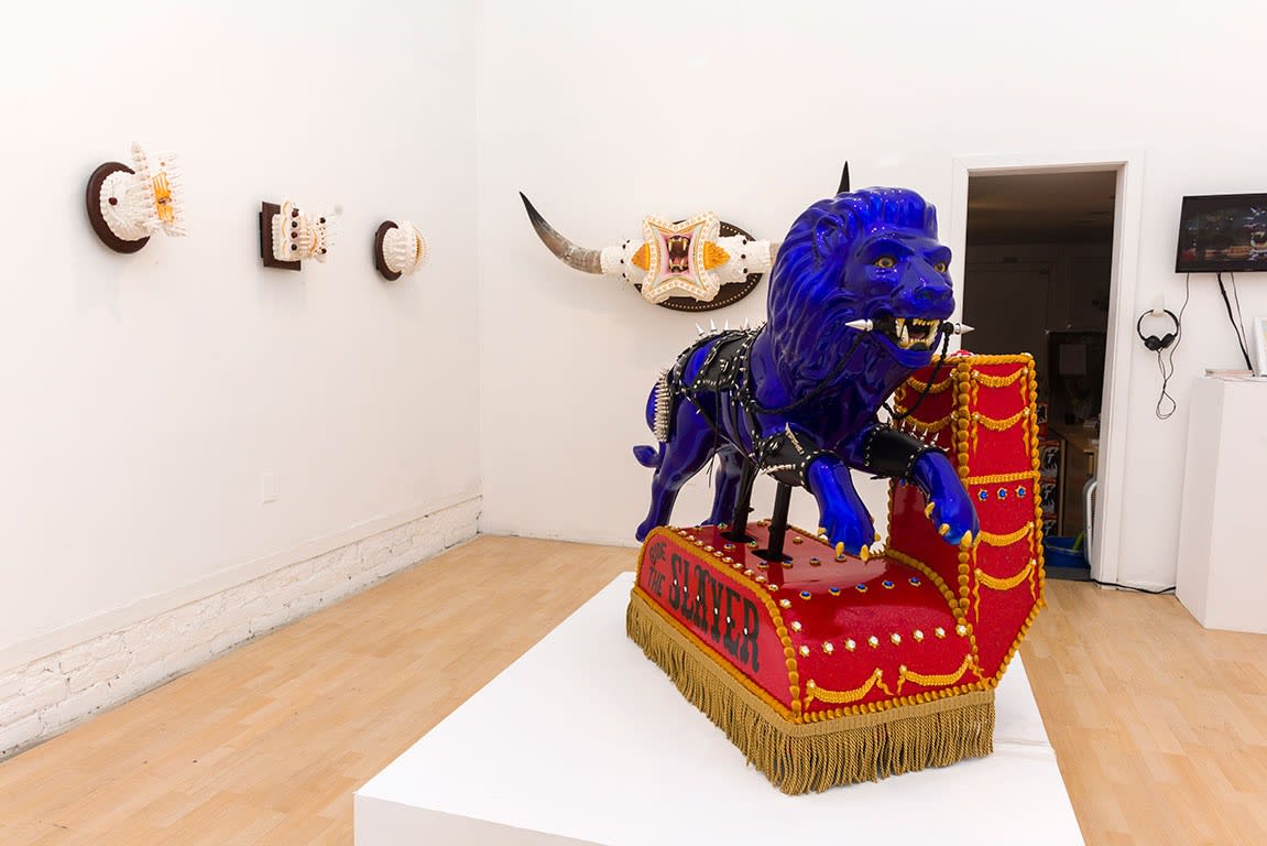 Installation image from Scott Hove's "Master of Rapacity" at Hashimoto Contemporary SF