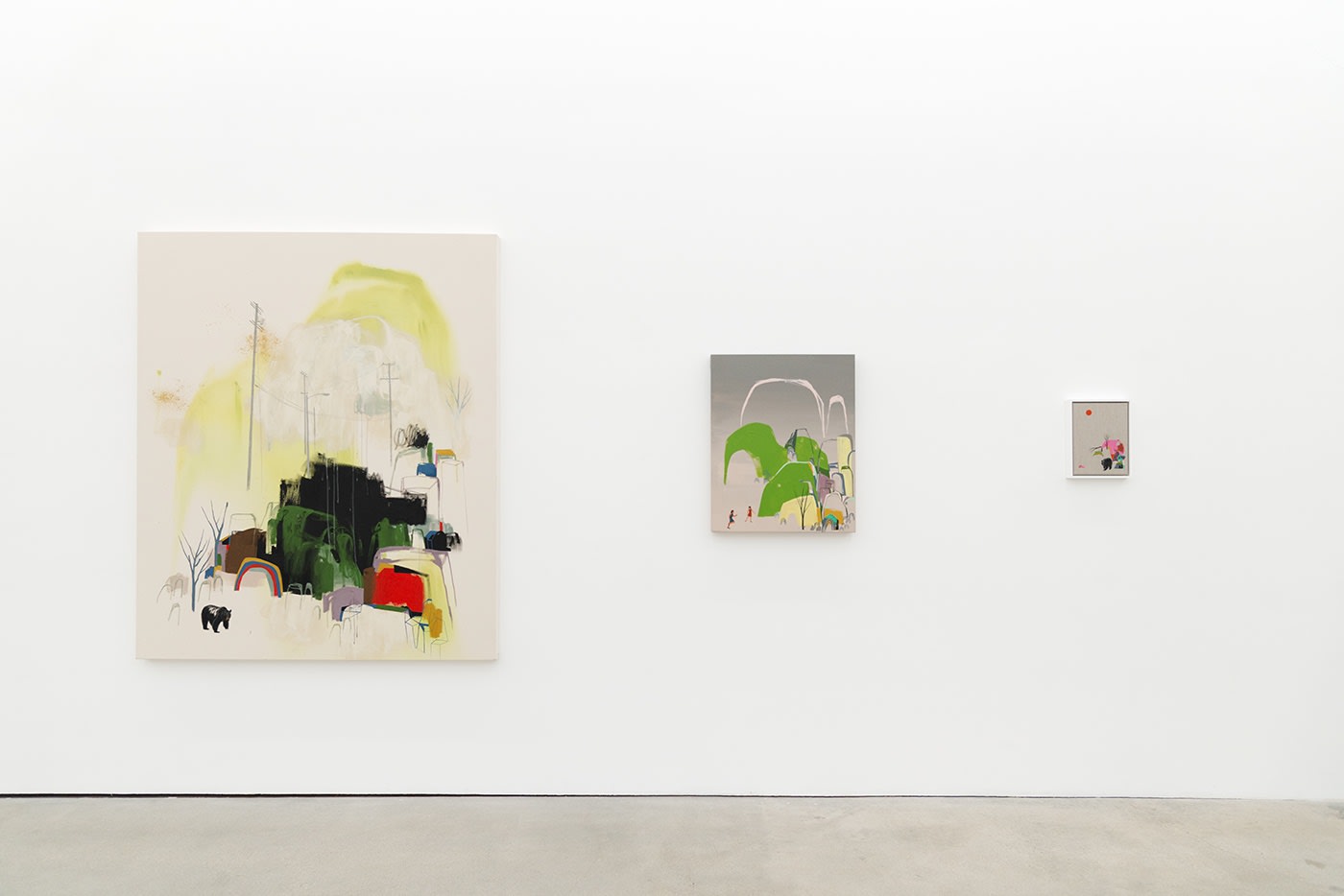 Seonna Hong at Hashimoto Contemporary Los Angeles installation view, paintings in background
