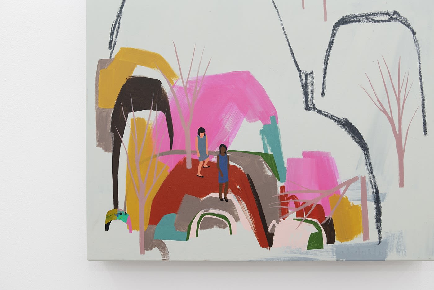 Seonna Hong at Hashimoto Contemporary Los Angeles installation view, paintings up close