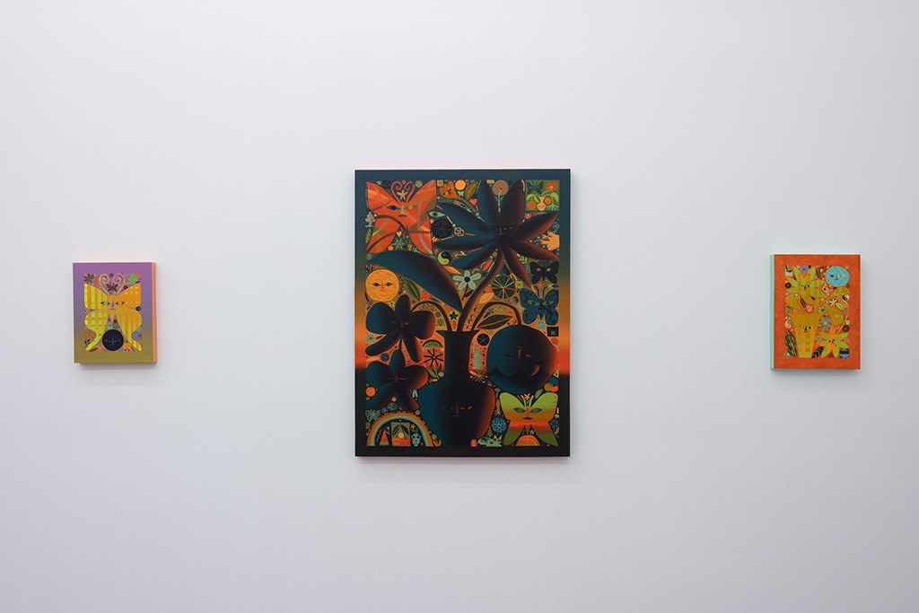 Install Photo of floral paintings by Rachel Hayden