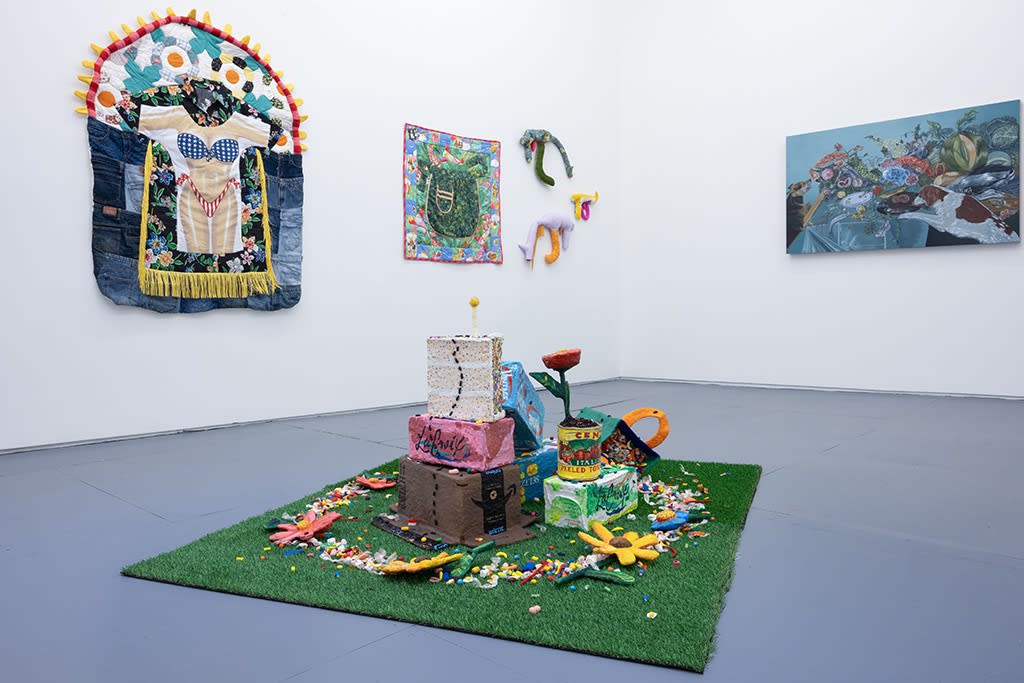 Sumer in the City install photo including 2D and 3D work