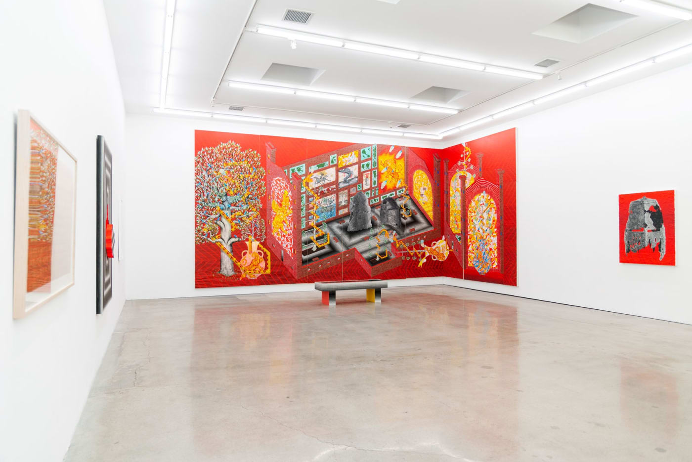 Installation shot of Andrew Schoultz Decade: 2011 - 2021 at Hashimoto Contemporary Los Angeles