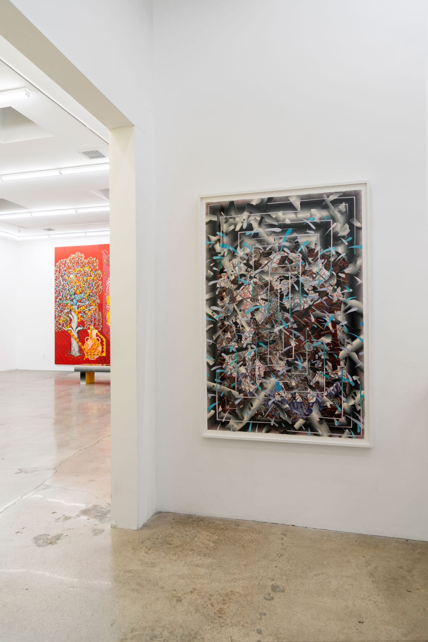 Installation shot of Andrew Schoultz Decade: 2011 - 2021 at Hashimoto Contemporary Los Angeles