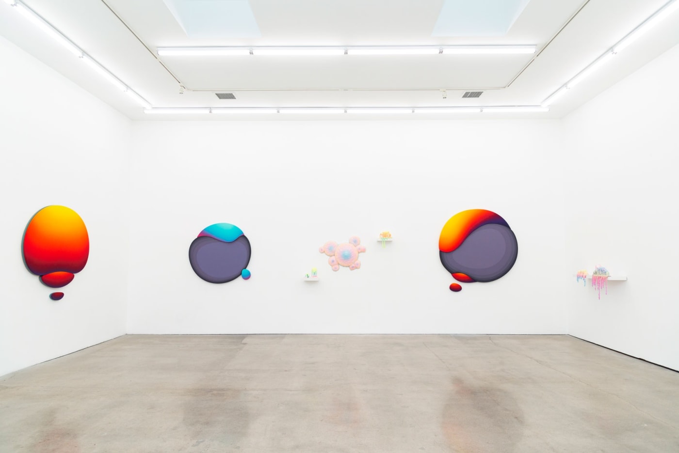 Installation shot of Ripple Effect with works by Dan Lam and Jan Kaláb.