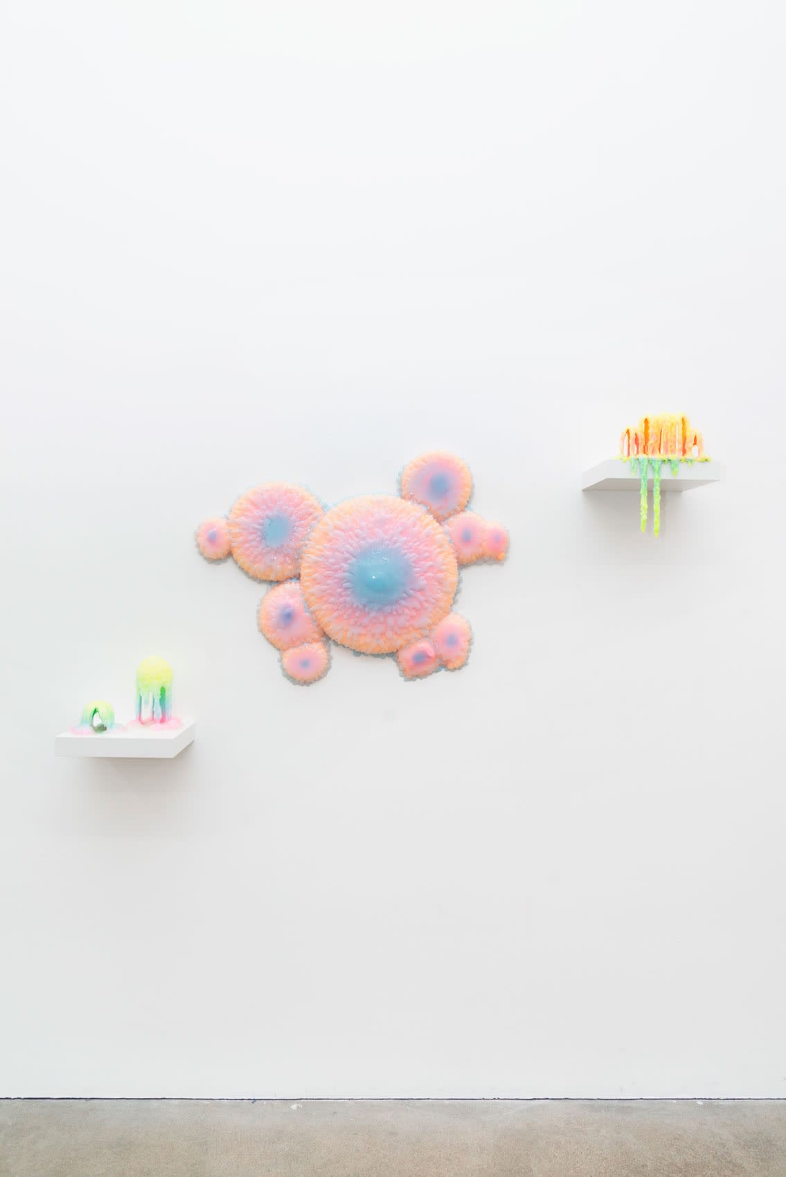 Installation shot of Ripple Effect with works by Dan Lam and Jan Kaláb.