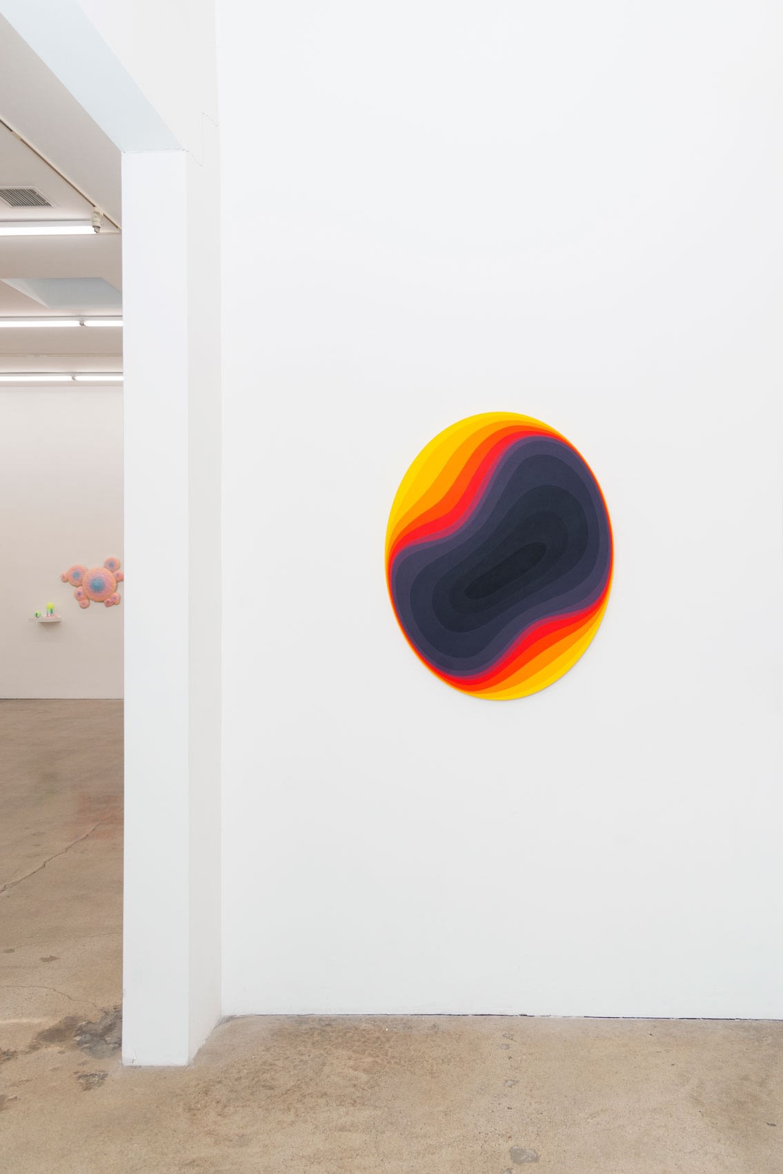 Installation shot of Jan Kaláb's painting Rainbow Vibration in Ganga