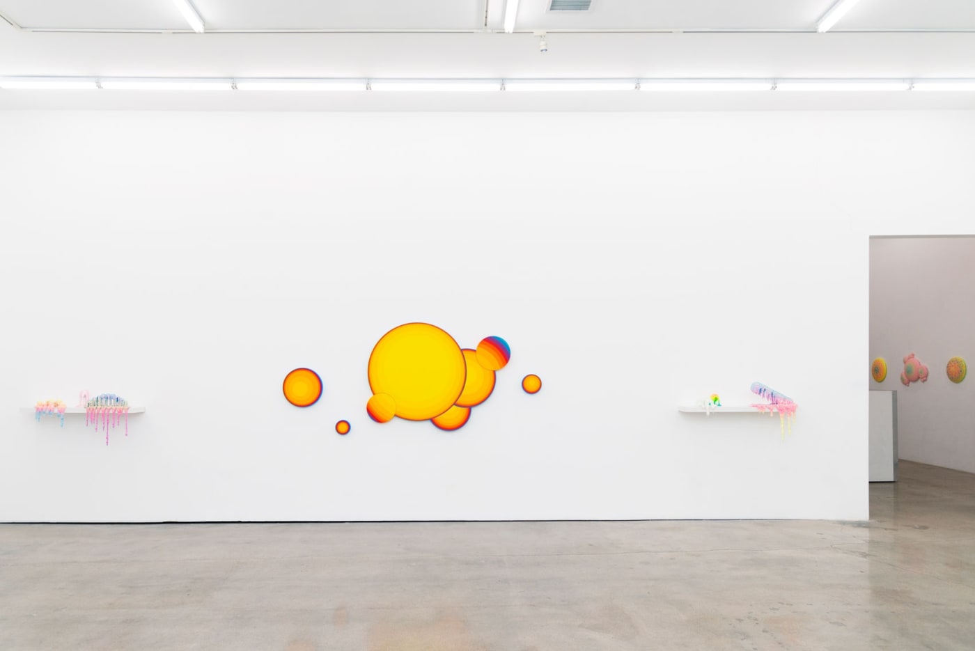 Installation shot of Ripple Effect with works by Dan Lam and Jan Kaláb.