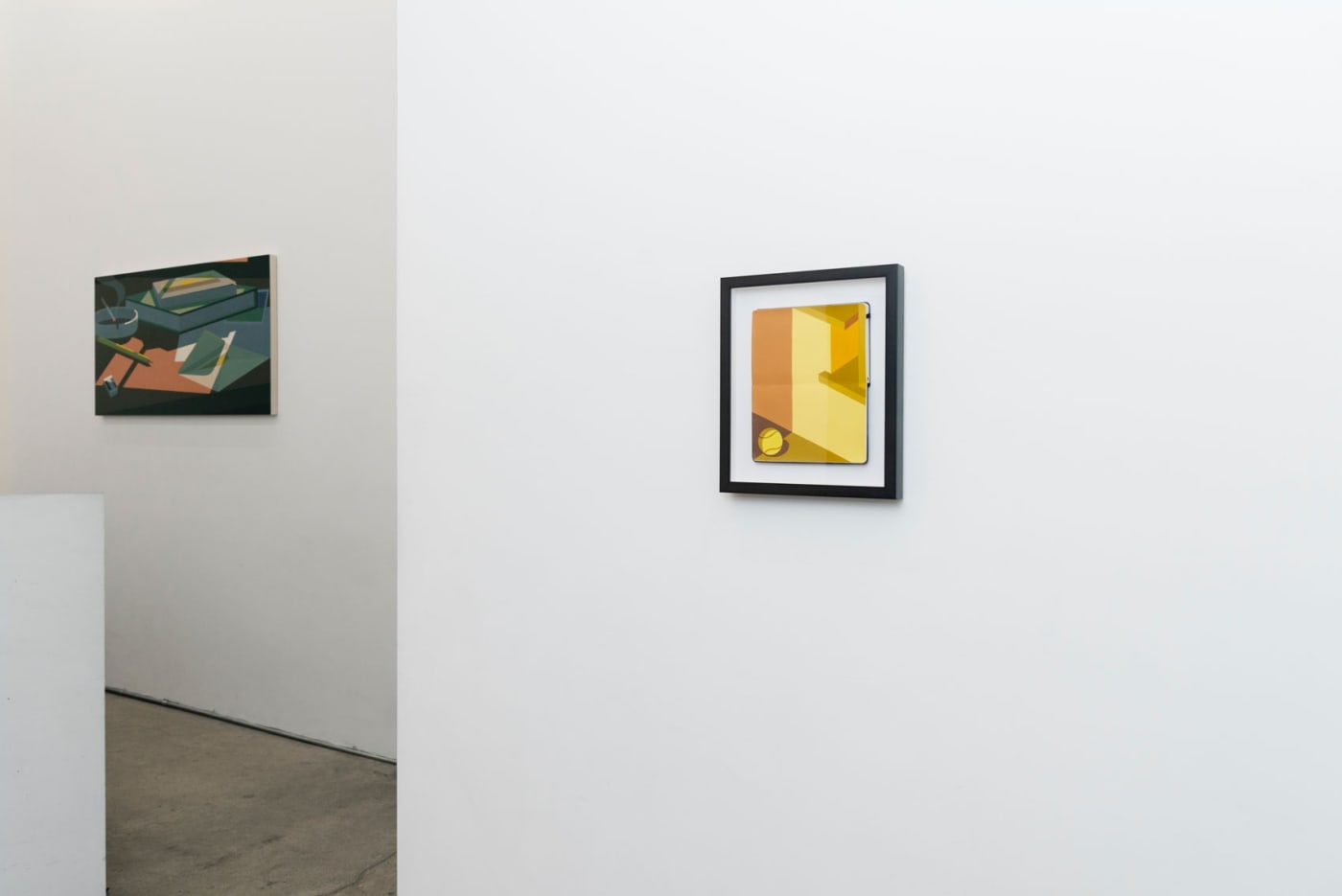 Installation view of Adrian Kay Wong's painting On A Warm Day on a Moleskin notebook.