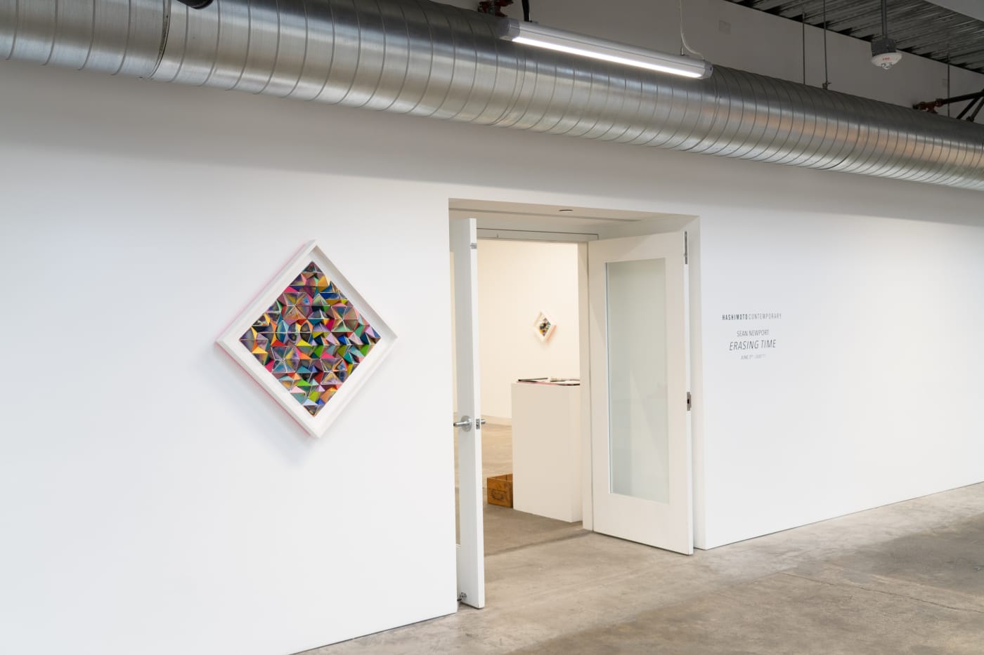 Installation photo of Sean Newport's exhibition Erasing Time at Hashimoto Contemporary San Francisco