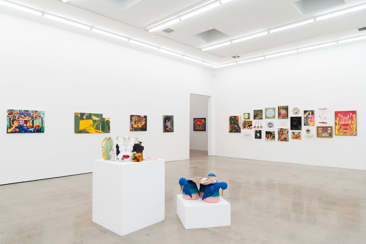Installation image of Hashimoto Contemporary Los Angeles of artwork for the group exhibition Potluck