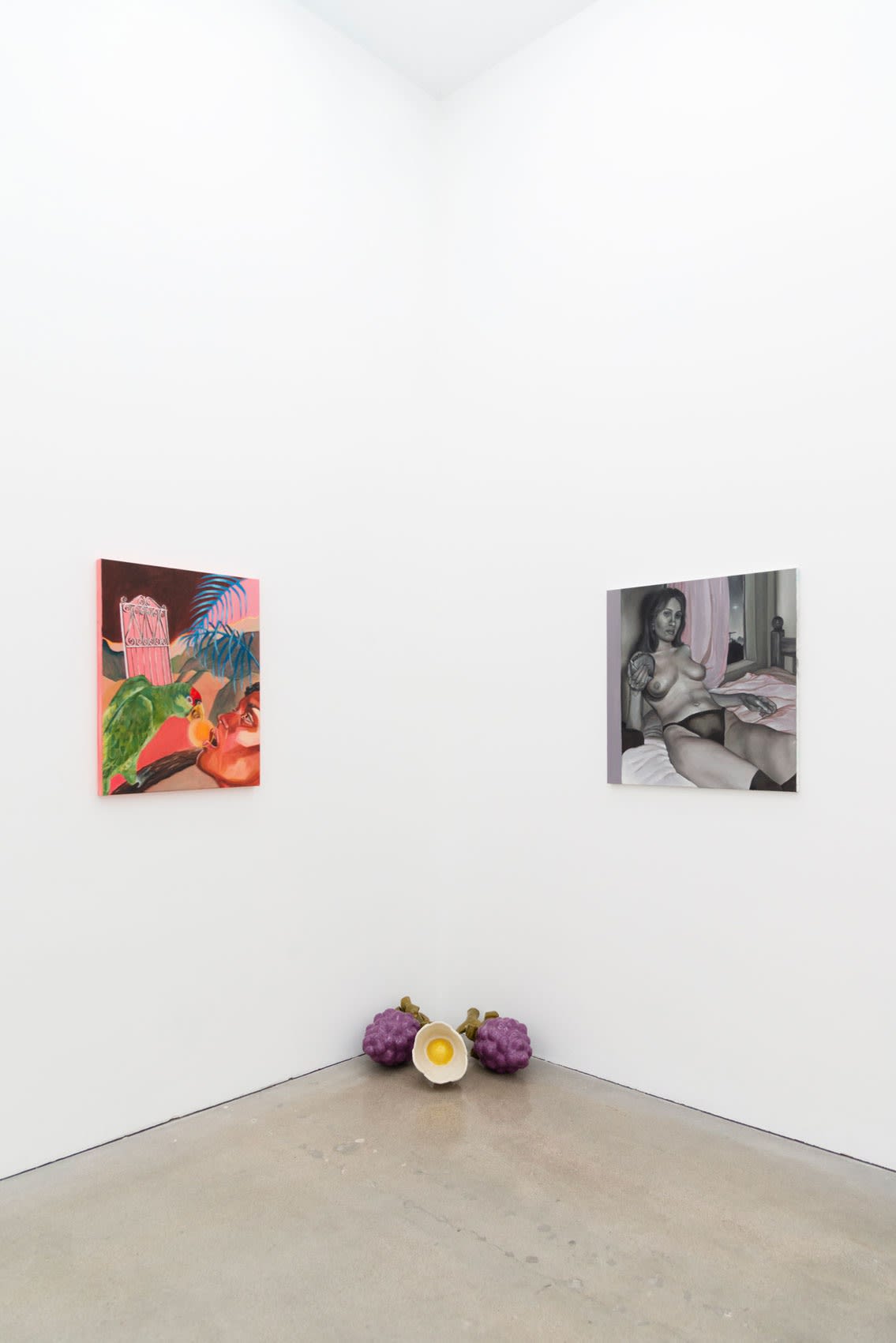 Installation image of Hashimoto Contemporary Los Angeles of artwork for the group exhibition Potluck