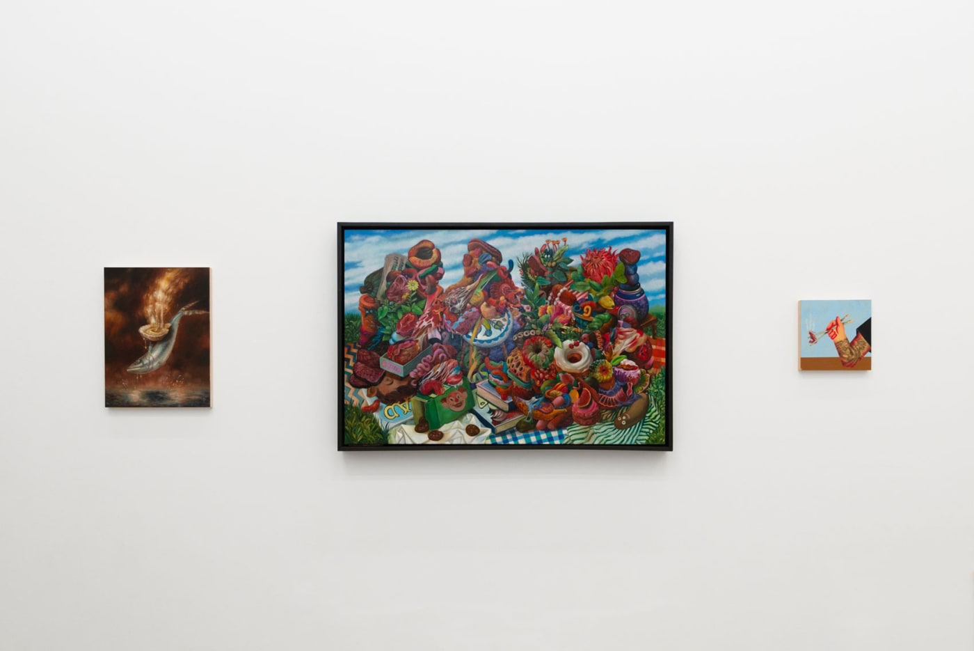 Installation image of Hashimoto Contemporary Los Angeles of artwork for the group exhibition Potluck