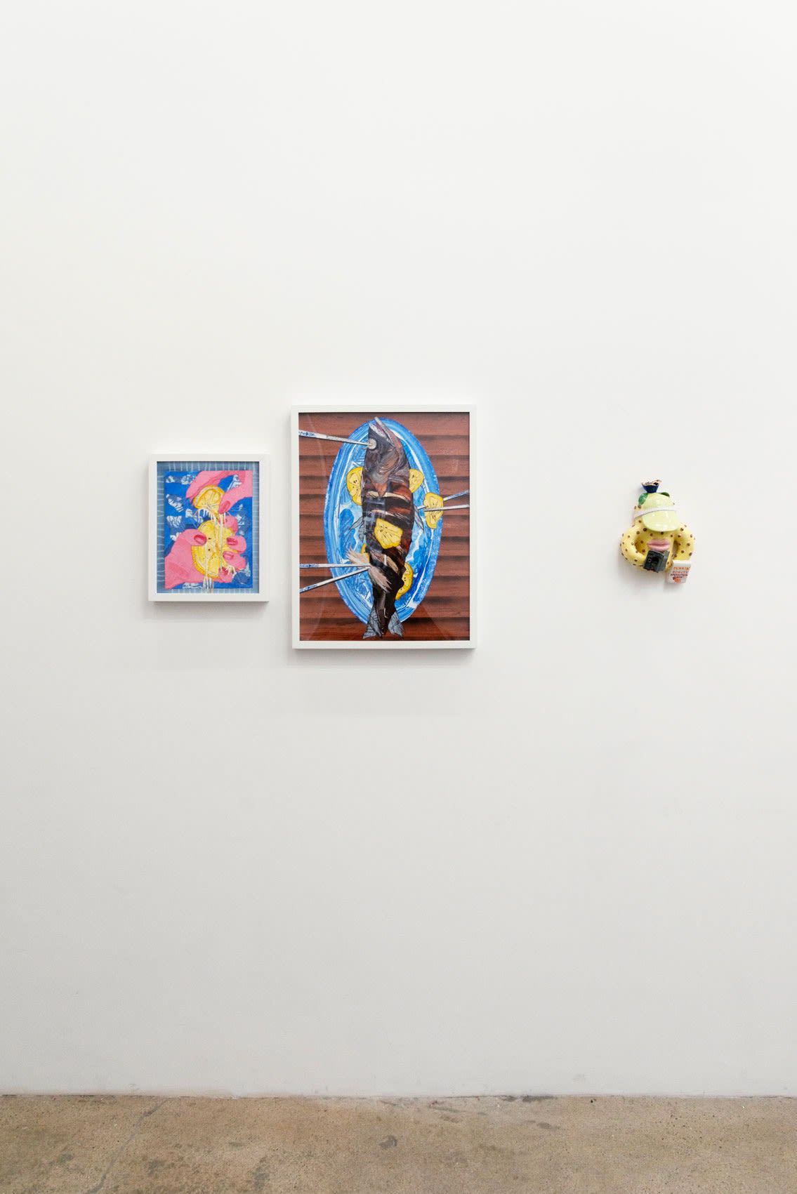 Installation image of Hashimoto Contemporary Los Angeles of artwork for the group exhibition Potluck