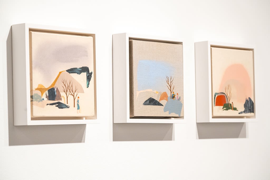 Installation view of Seonna Hong's solo exhibition "Past Lives" at Saint Mary's College Museum of Art