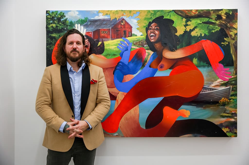 Portrait of artist Erik Jones on the opening night of "Country" at Hashimoto Contemporary NYC