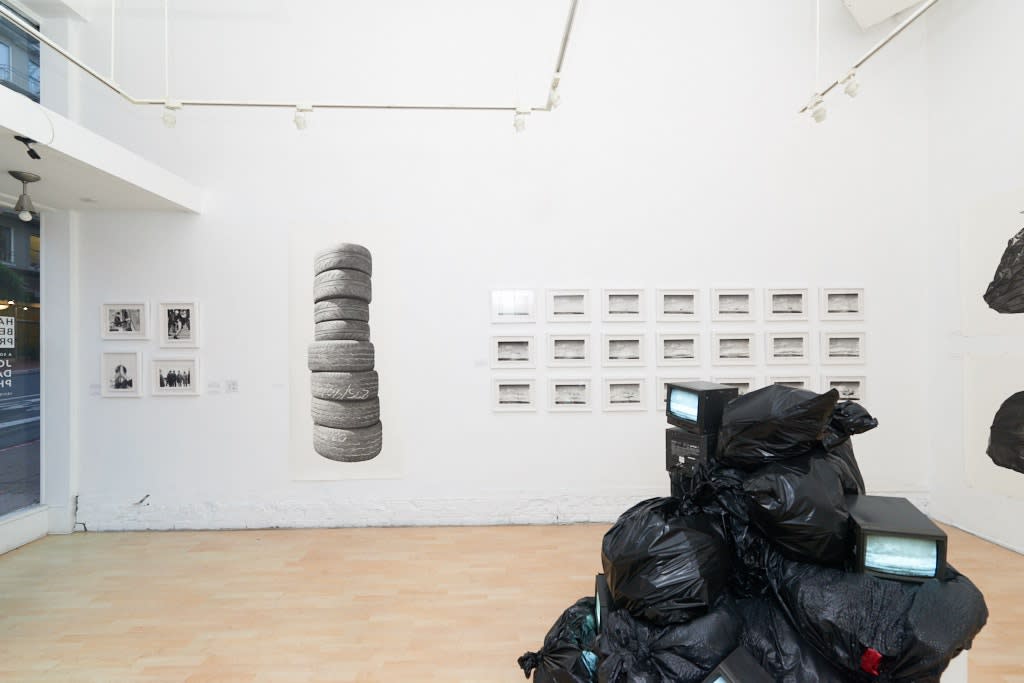 Installation image from Joel Daniel Phillips' "Hazards May Be Present II" at Hashimoto Contemporary SF