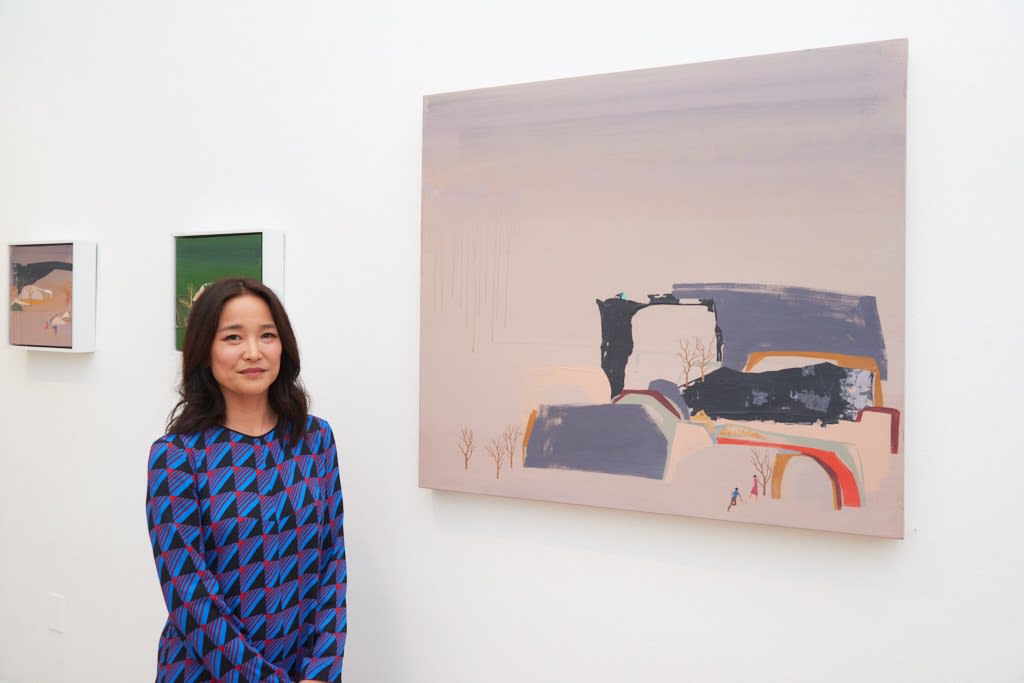 Portrait of Seonna Hong's at her exhibition "Things Will Get Better" at Hashimoto Contemporary SF