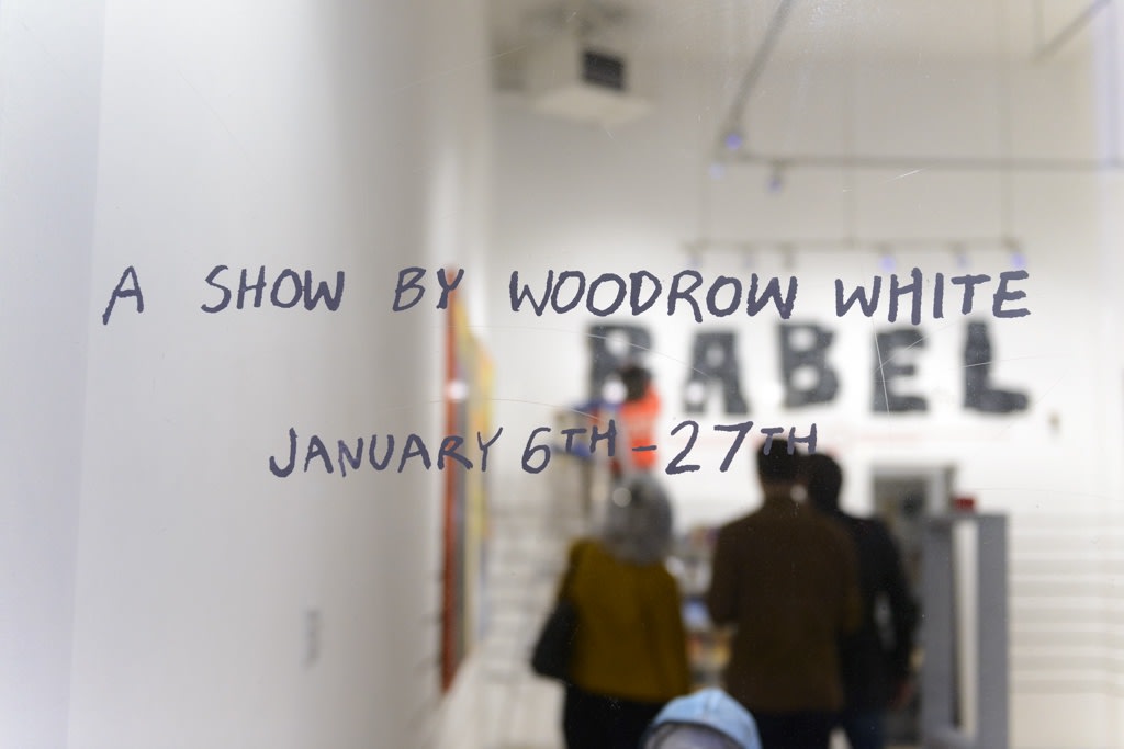 Installation image from Woodrow White's "Babel Video" at Hashimoto Contemporary SF