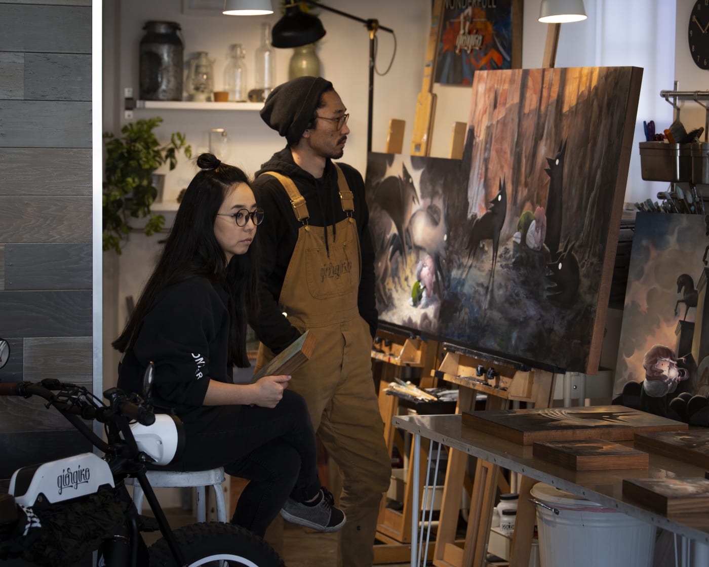 Artist duo Giorgiko in their studio