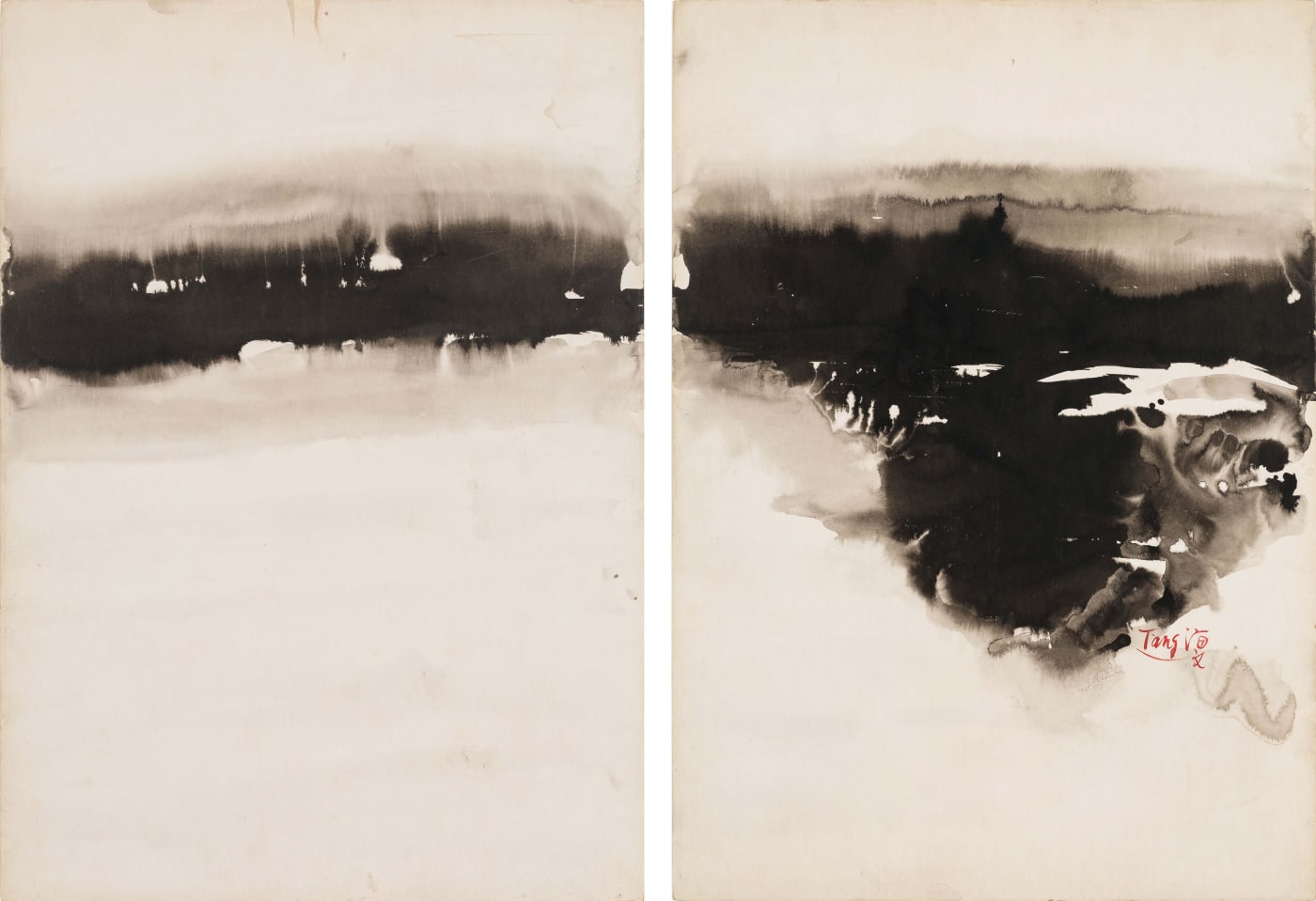 T'ang Haywen Untitled(157) ink on paper 70×100cm (diptych) 1970's