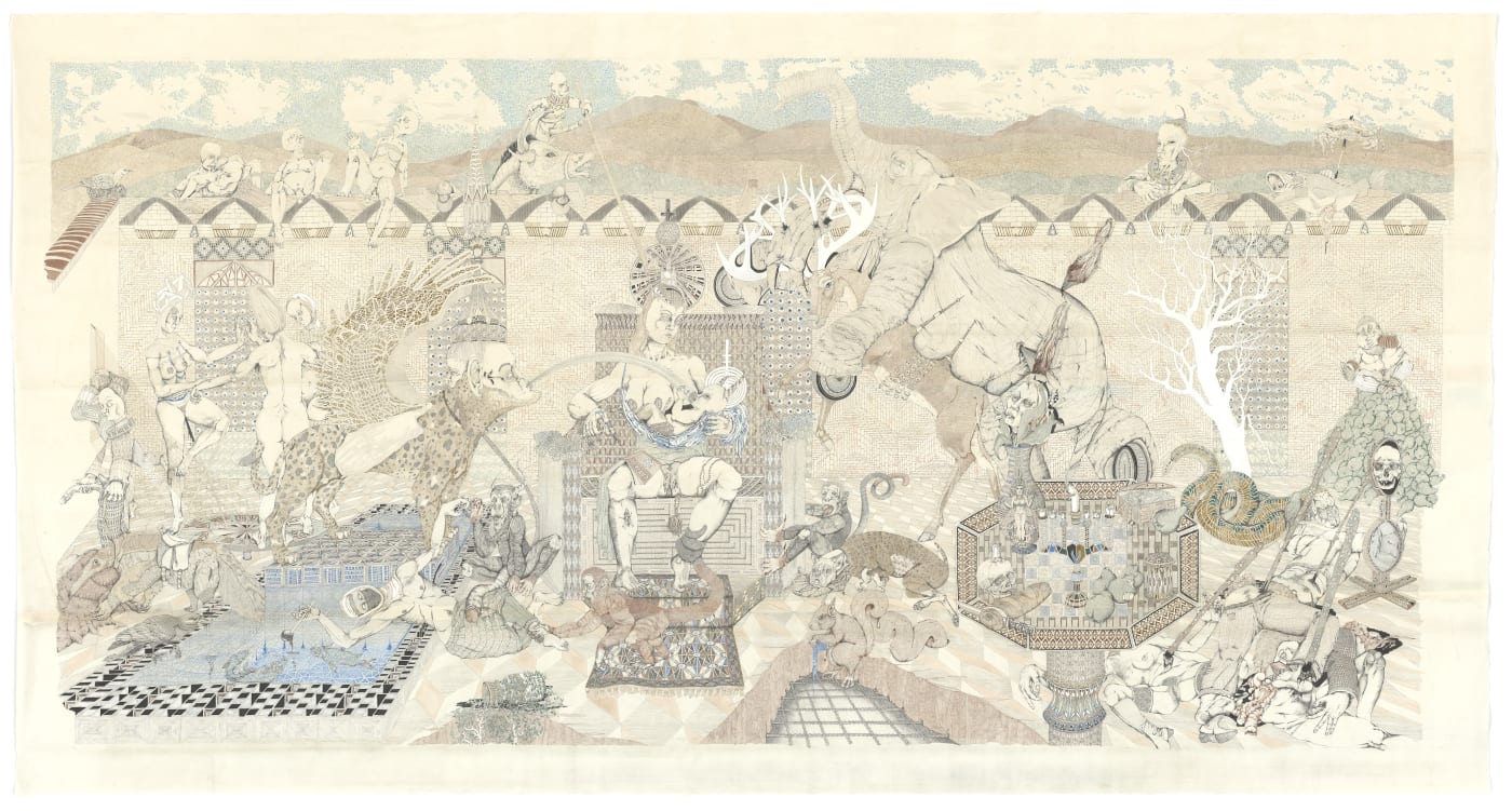 Hortus conclusus by Peter Depelchin, 2014, Chinese Ink and bister on silk paper