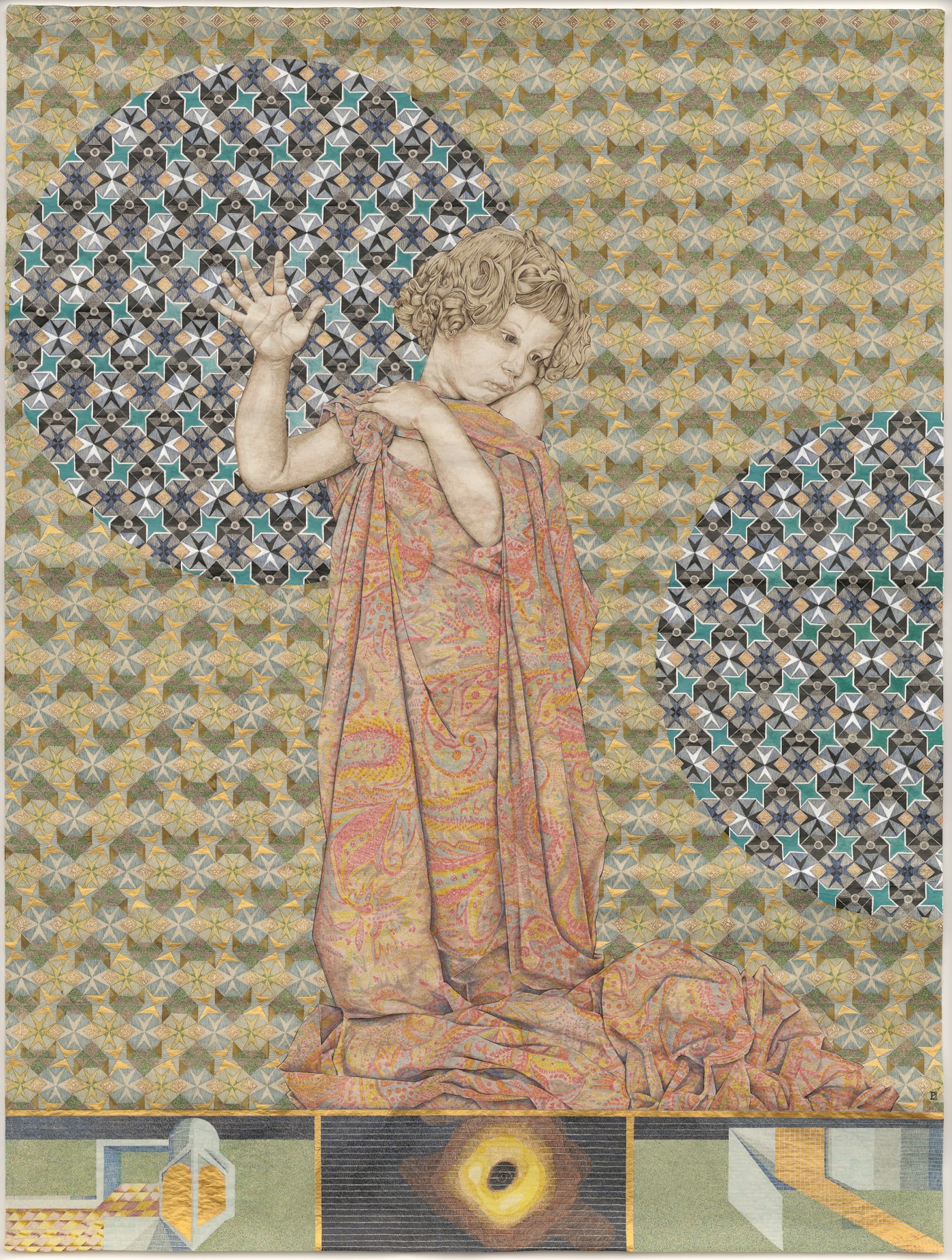 Columbina by Peter Depelchin, 2020, pen and Chinese ink on silk paper, 100x75cm
