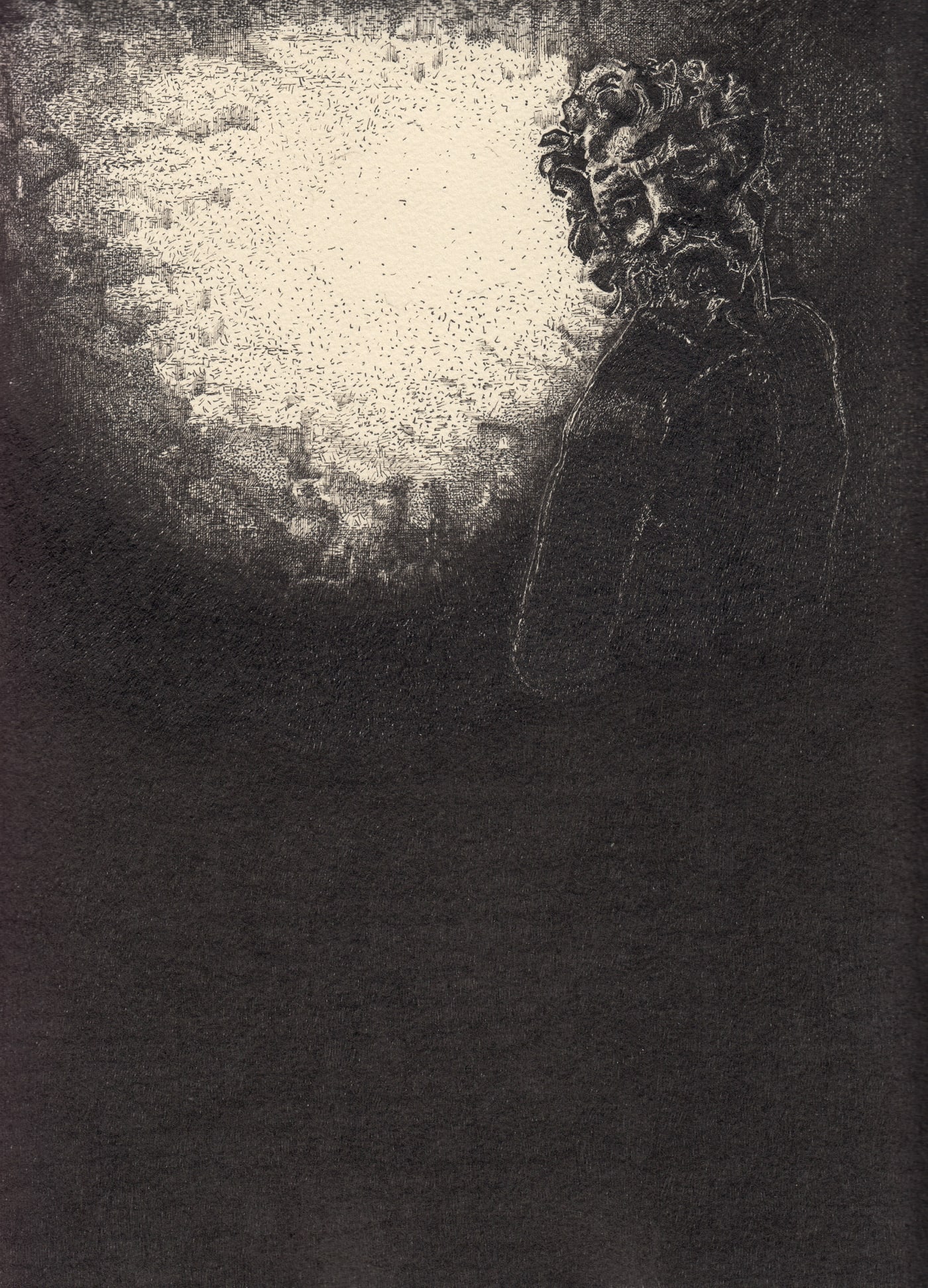 Hommage à Pan by Peter Depelchin, 2020, Pen en Chinese ink on Arches cream paper, 31x23cm