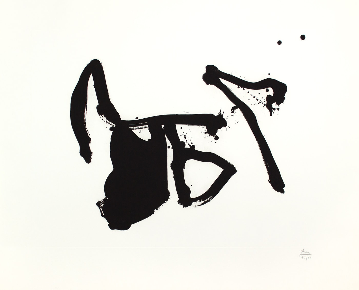 Robert Motherwell (1915-1991) SIGNS ON WHITE 1981. Lift-Ground Etching and Aquatint on German Etching Paper IX/XI AP, 27 1/2 x 33 7/8 inches.