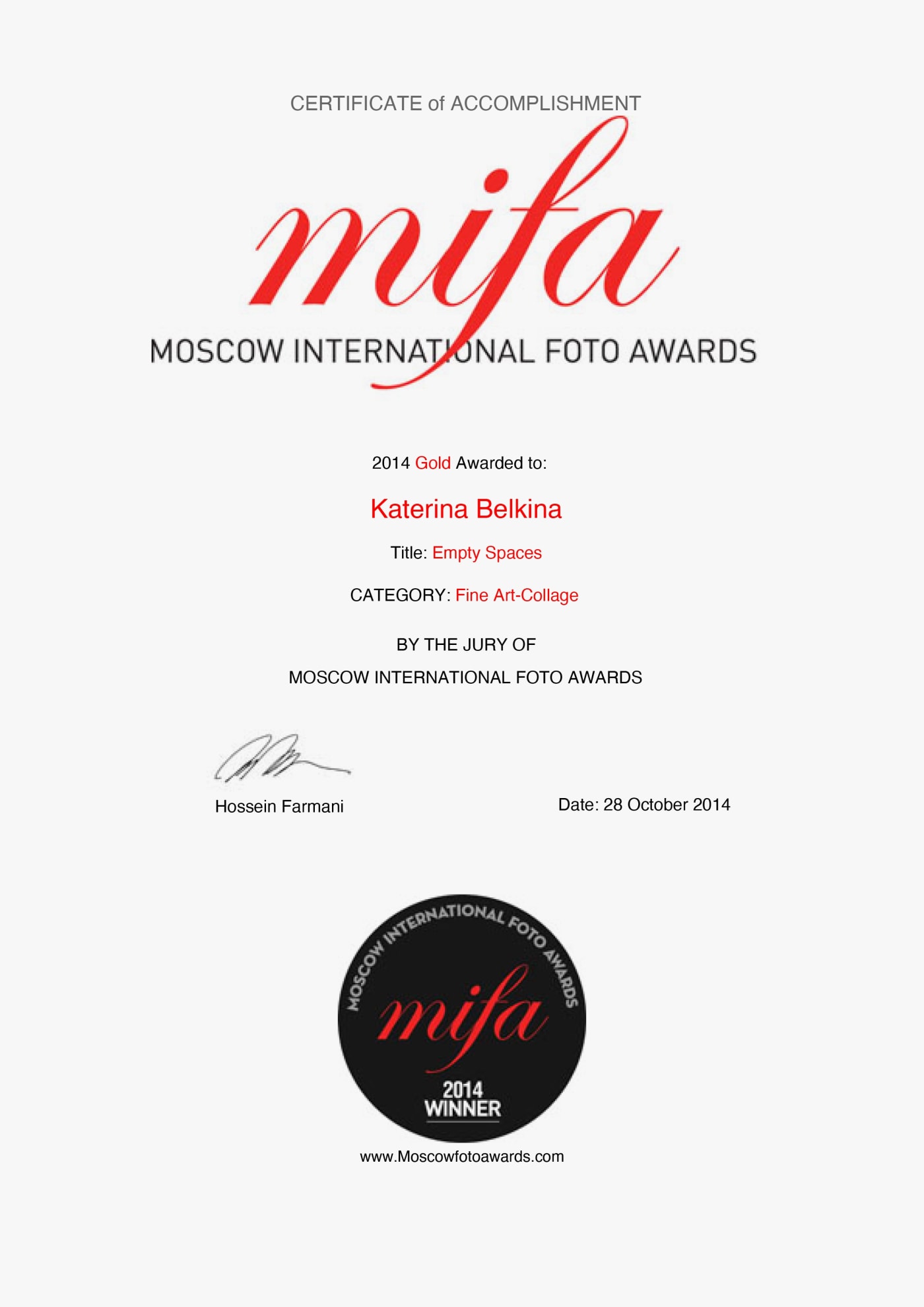 Moscow International Foto Awards 2014