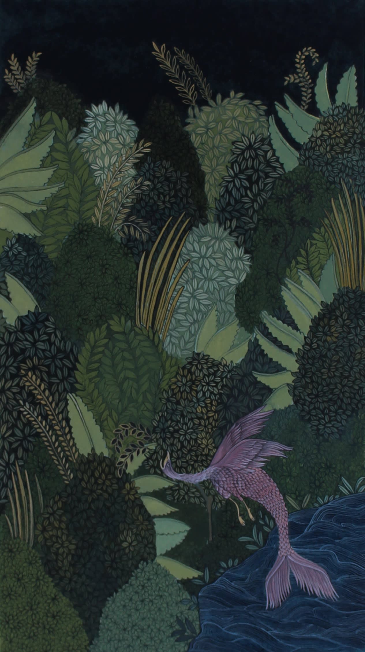 Maha Ahmed, Under the Night's Sky, 2019 Gouache on paper 19.2 x 10.5 cm