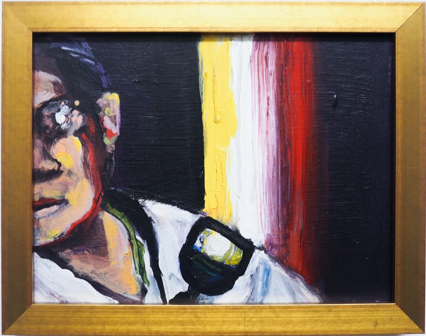 Yassine Balbzioui, half sight, 2018 Acrylic on canvas 17.5 x 22.5 cm (framed)