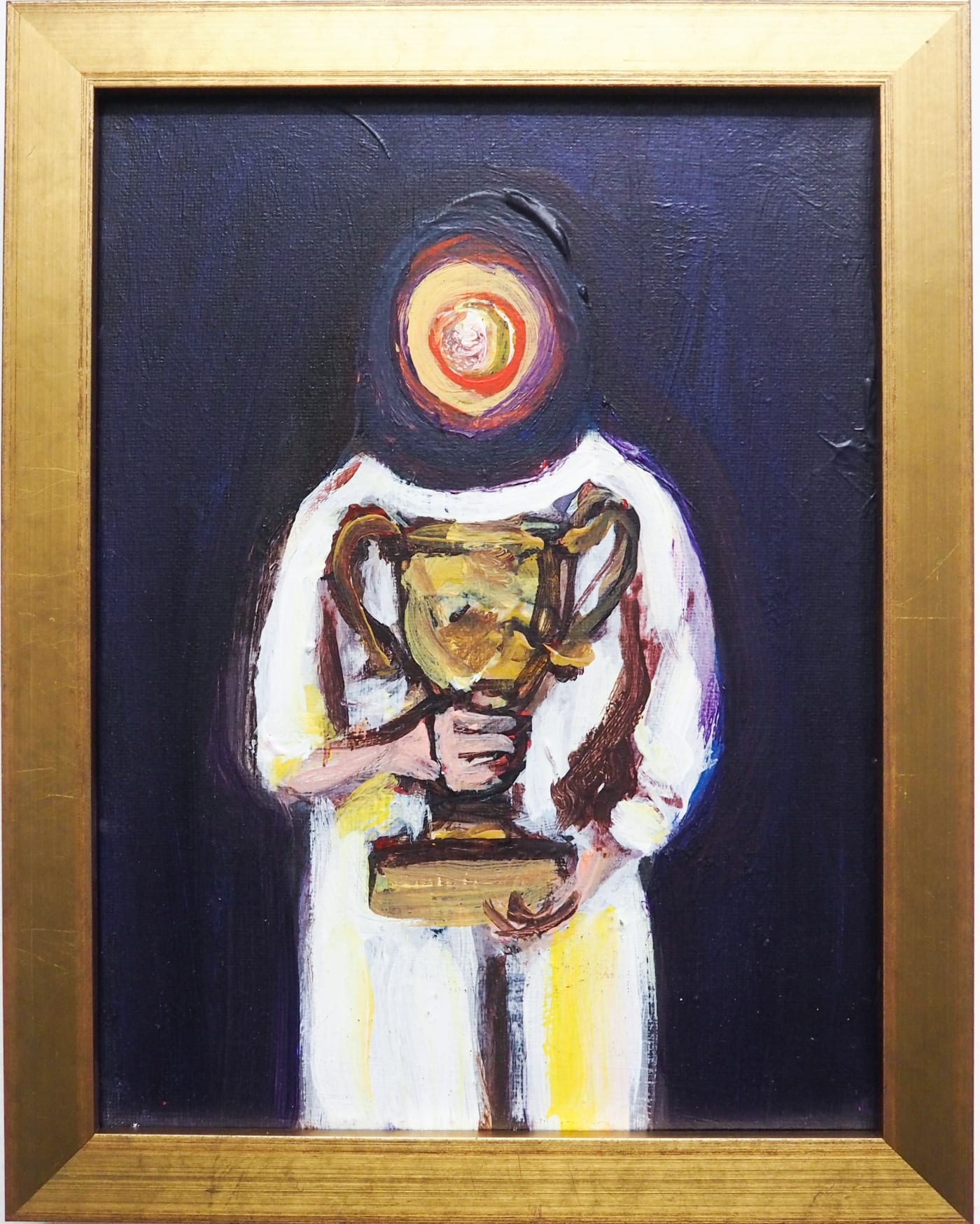 Yassine Balbzioui, easy game 1, 2018 Oil on canvas 22.5 x 17.5 cm (framed)
