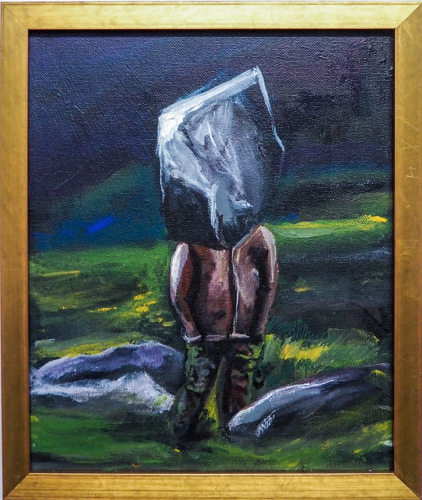 Yassine Balbzioui, hard head, 2018 Oil on canvas 29.5 x 24.5 cm