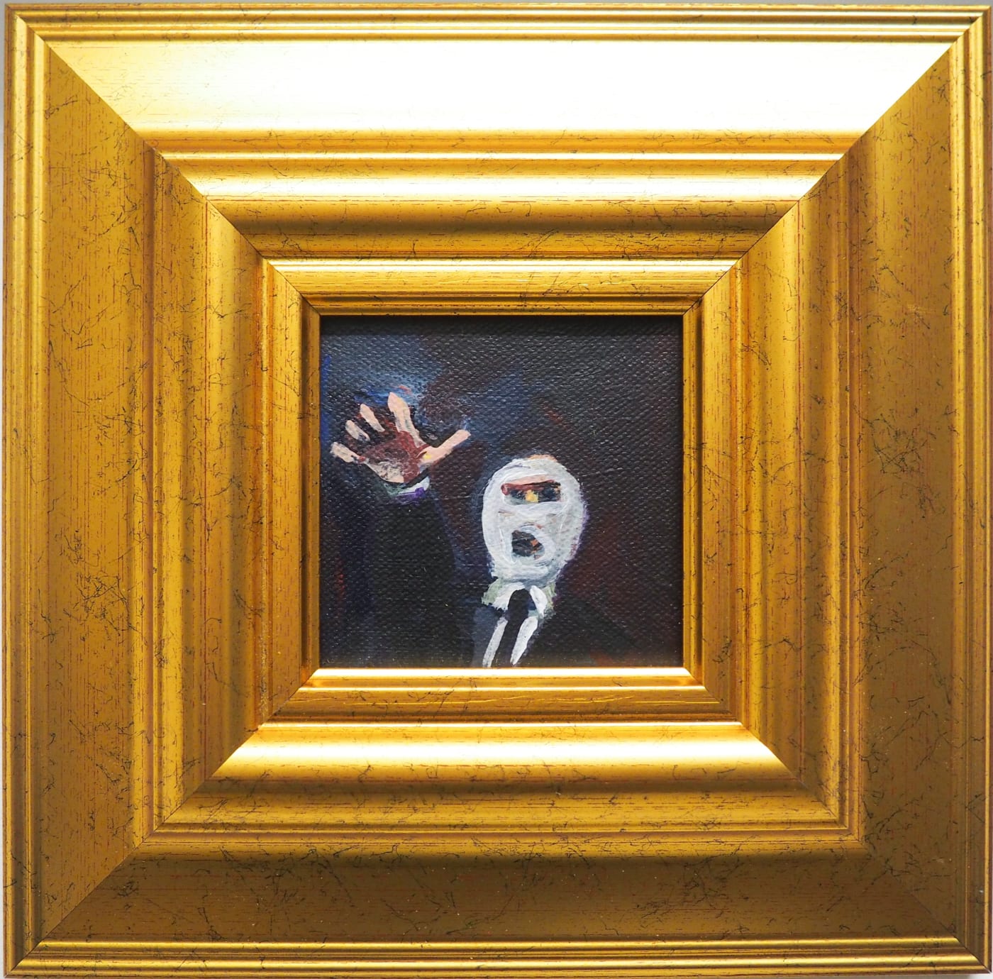 Yassine Balbzioui, between fingers, 2018 Oil on canvas 25.5 x 25.2 cm (framed)