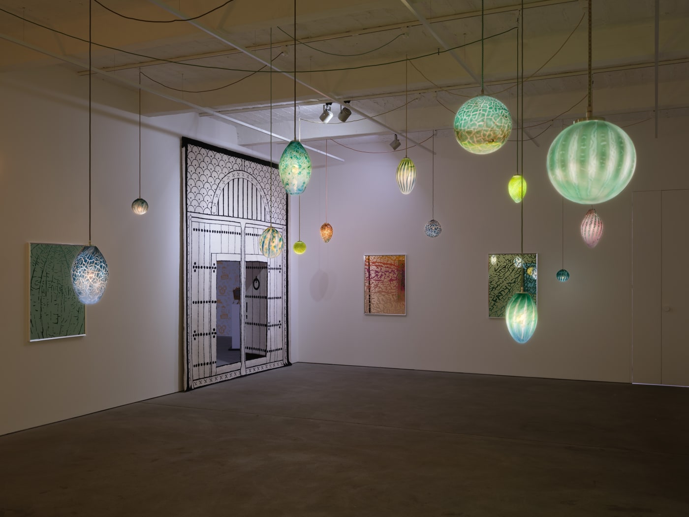 SLAVS AND TATARS FEAT. ANDREY ANRO, DOZIE KANU, MINA MASOUMI, LIN MAY SAEED, exhibition view, Hang Don't Cut, Kraupa-Tuskany Zeidler, Berlin 2023