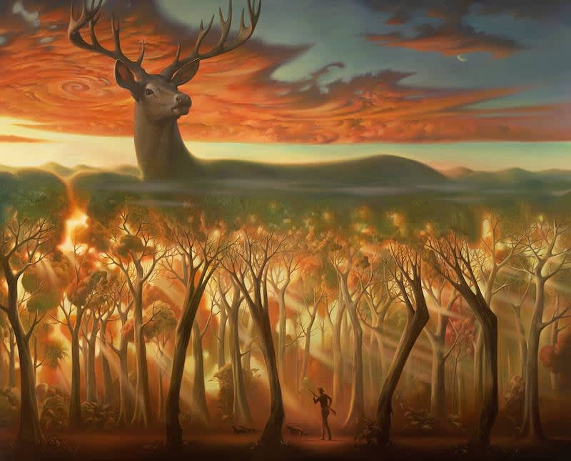 BEHIND THE TREES - 39 x 49 INCHES