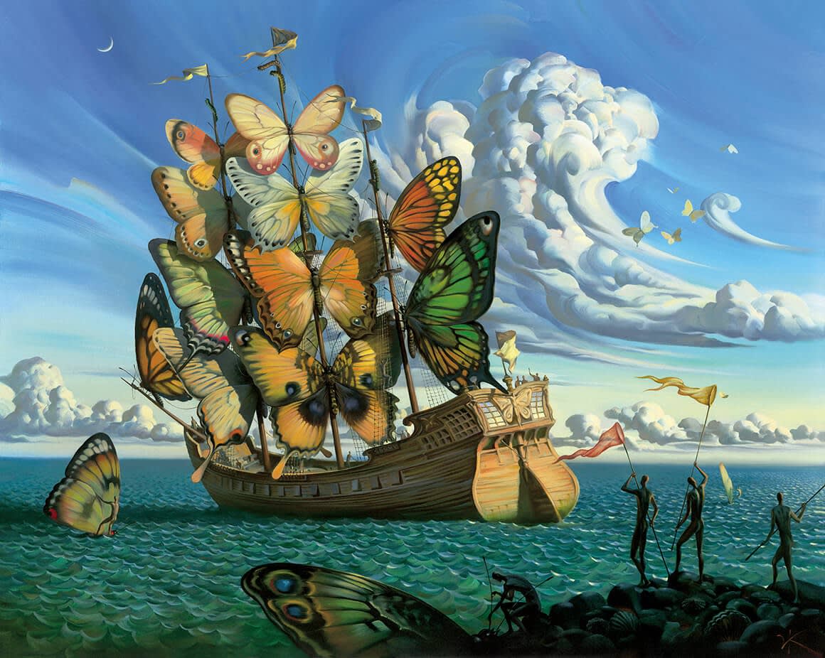 DEPARTURE OF THE WINGED SHIP - 22 x 27 INCHES