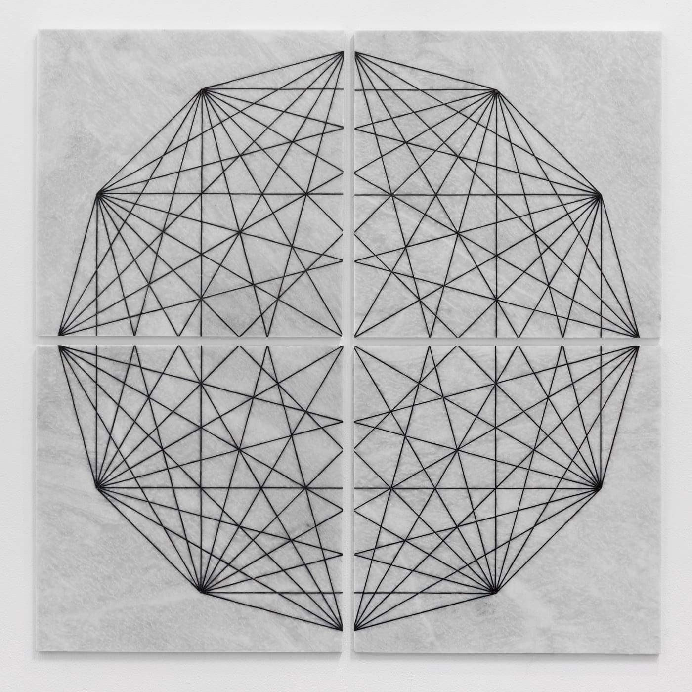 Hamra Abbas Construction Drawing 1 (Square), 2019 Marble inlaid with granite 121.9 x 121.9 cm 48 x 48 in Series