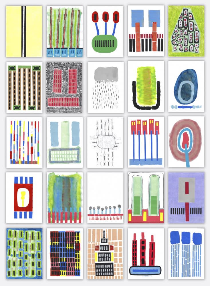 Mohamed Ahmed Ibrahim Untitled, 2018 Mixed media on paper Set of 25 42 x 29.7 cm each