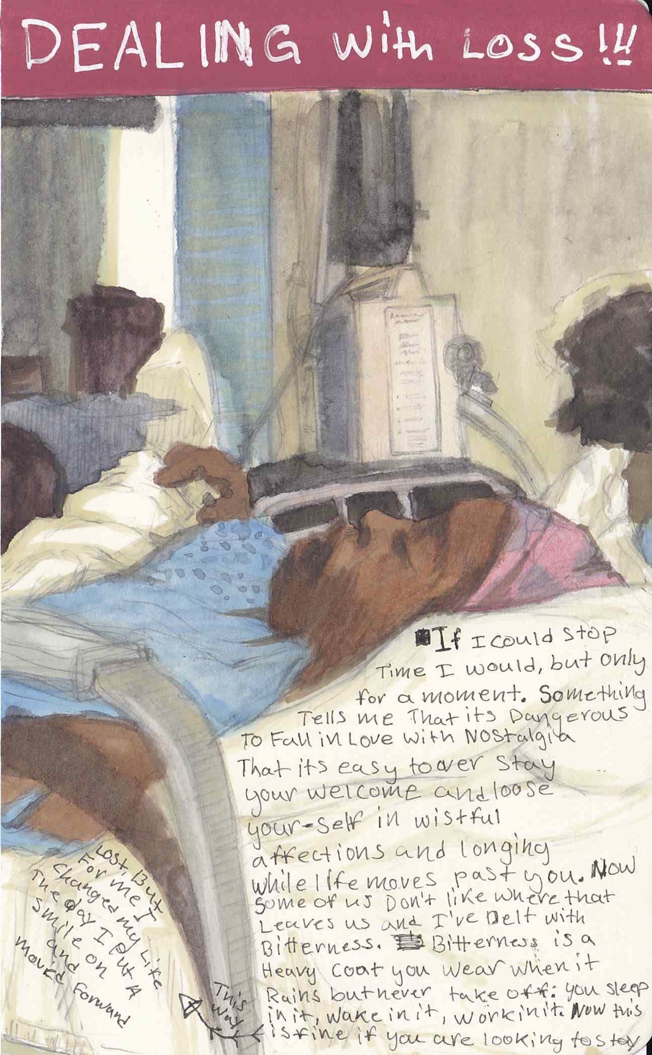 Riley Holloway, Dealing With Loss, 2021, 17.7 × 11.4 cm / 7 × 4 1/2 in, Ink and gouache on paper