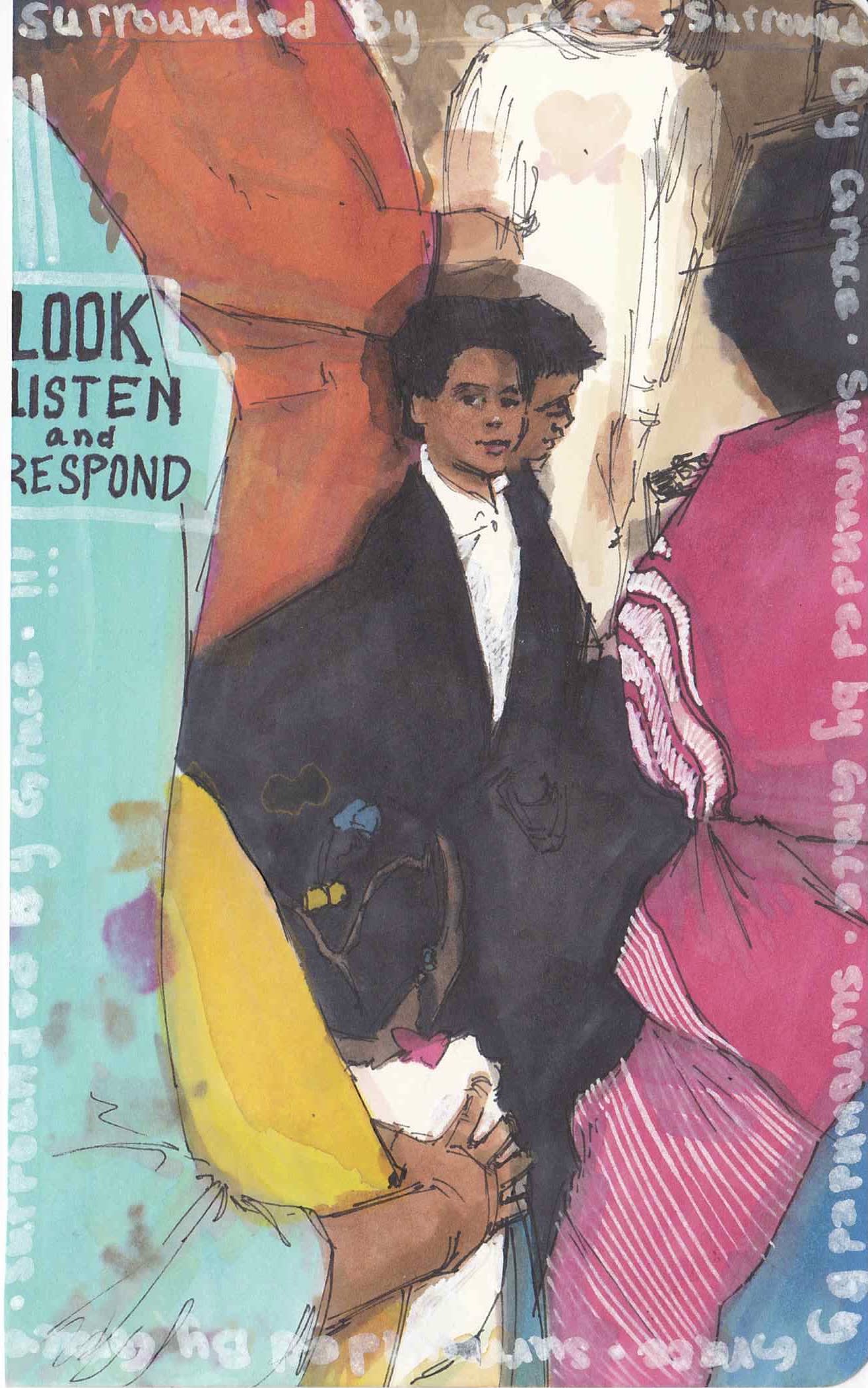 Riley Holloway, The Look, 2021, 17.7 × 11.4 cm / 7 × 4 1/2 in, Ink and gouache on paper