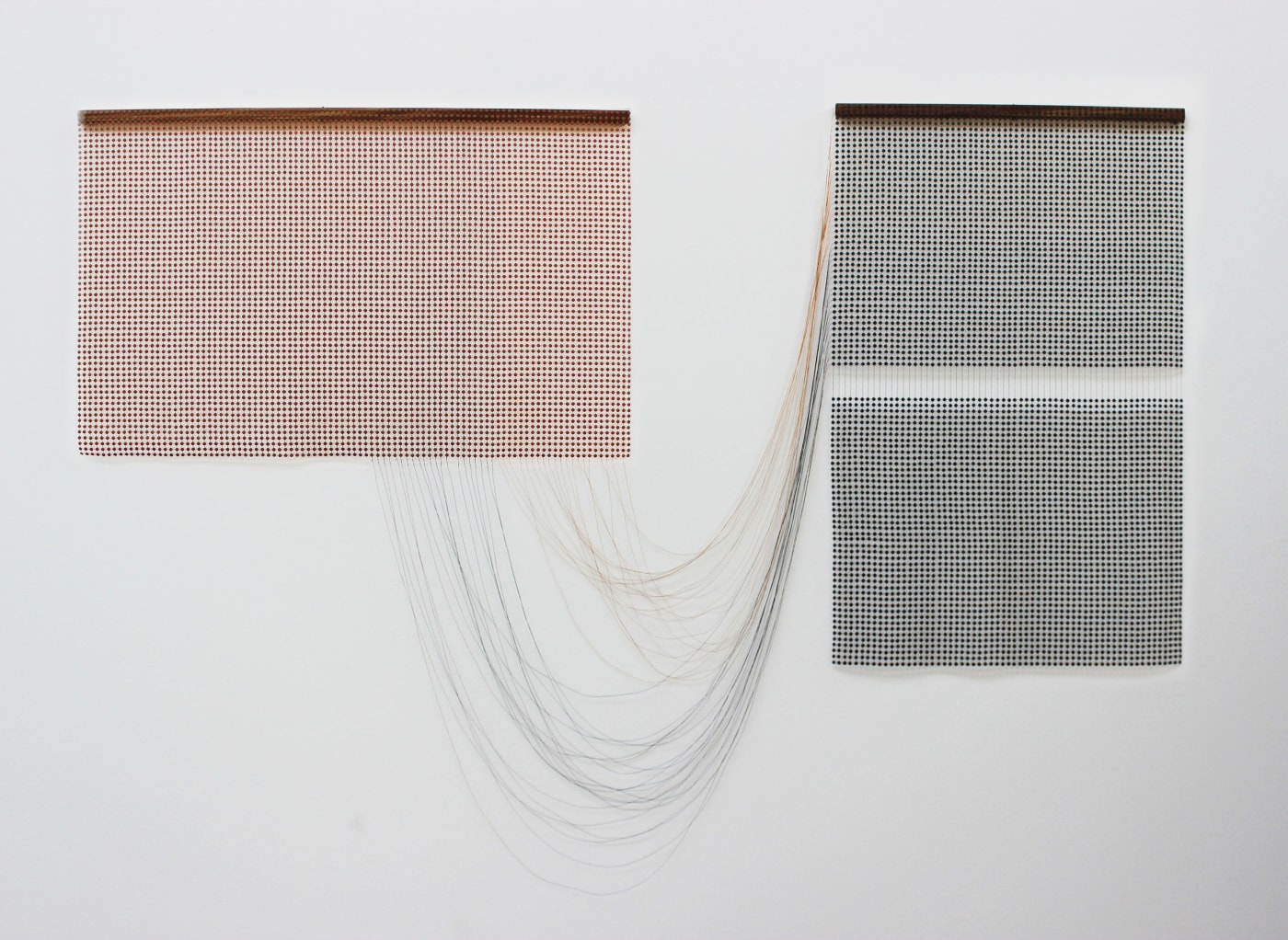 Bonolo Kavula, I have such love to give, 2022, 158 × 100 × 1.5 cm / 62 1/4 × 39 3/8 × 5/8 in, Shweshwe, thread, wood
